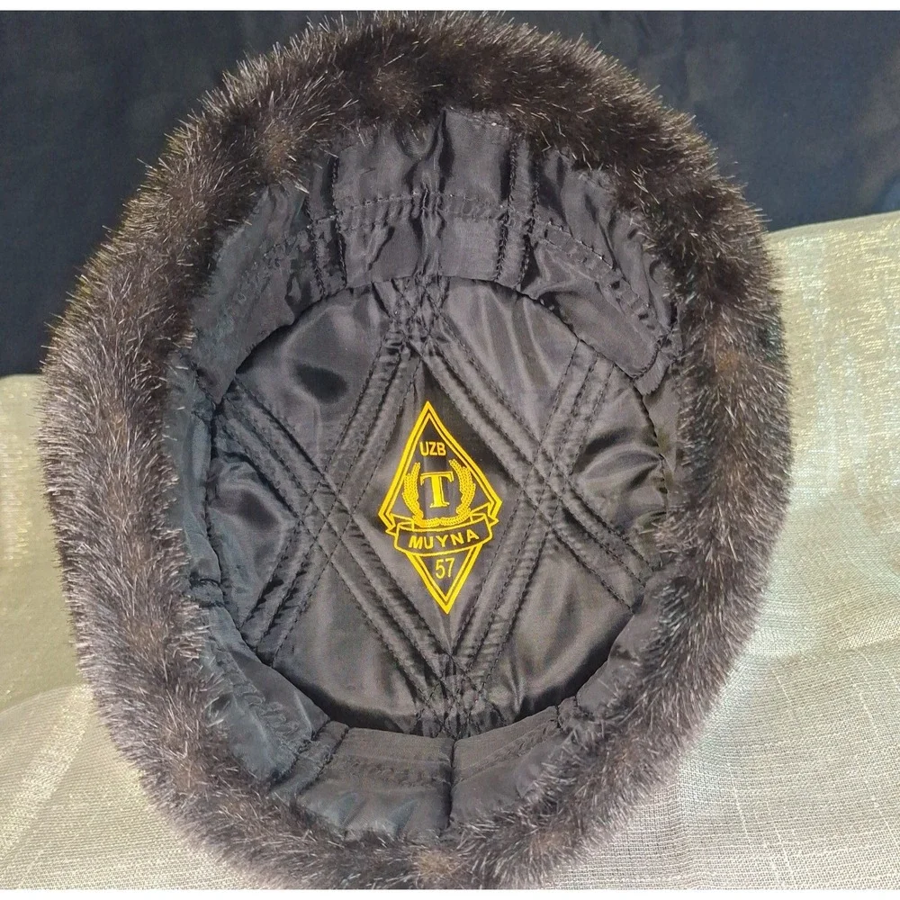 Authentic Faux Fur Black Ushanka Hat Russian Military style UZB Muyna Uzbekistan